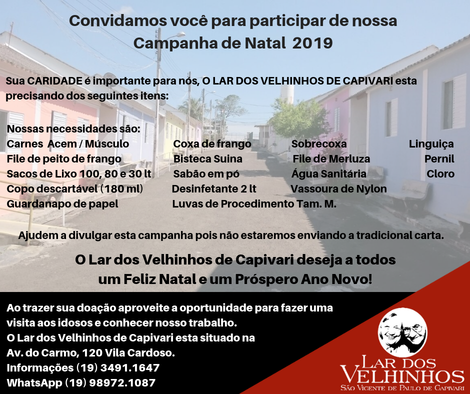 Leia mais sobre o artigo Lar dos Velhinhos de Capivari lançou a Campanha de Natal 2019
