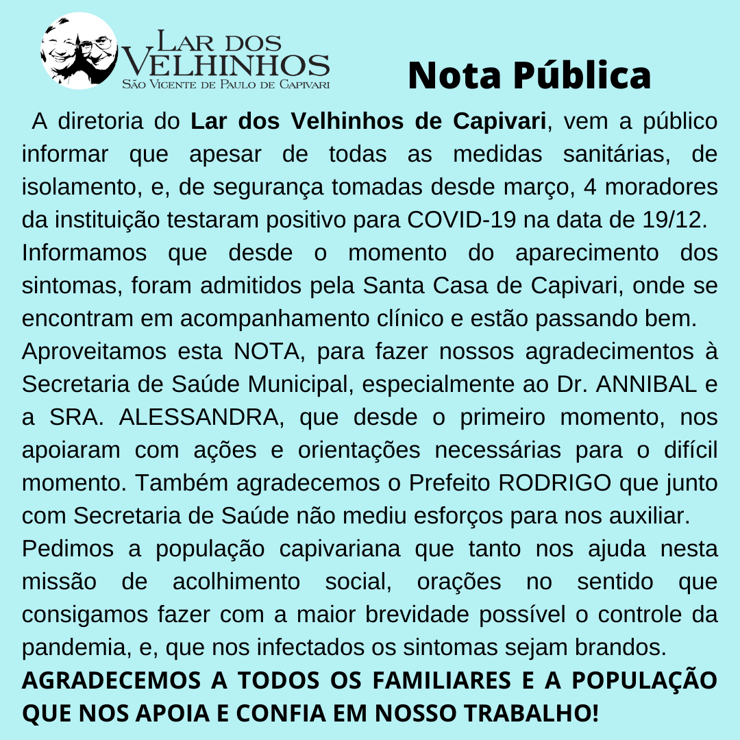 Leia mais sobre o artigo Nota Pública em 21/12/2020