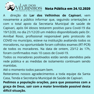 Read more about the article Nota Pública em 24/12/2020