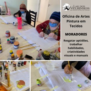 Read more about the article Oficina de Artes com Pintura em Tecidos com alguns moradores.