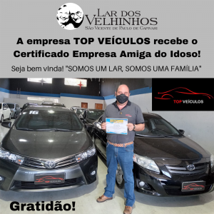 Read more about the article TOP VEÍCULOS recebe o Certificado Empresa Amiga do Idoso