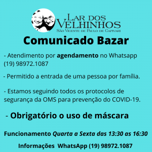 Leia mais sobre o artigo Comunicado Bazar