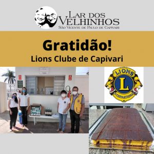 Leia mais sobre o artigo Lions Clube de Capivari faz doações de Luvas, Bolo e Refrigerantes