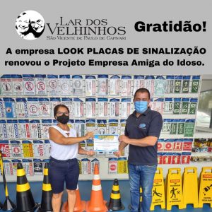 Leia mais sobre o artigo Empresa LOOK PLACAS DE SINALIZAÇÃO renova o Projeto Empresa Amiga do Idoso.