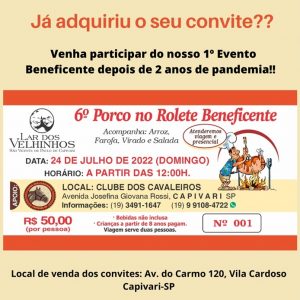 Read more about the article Convites A VENDA Evento 6º Porco no Rolete Beneficente