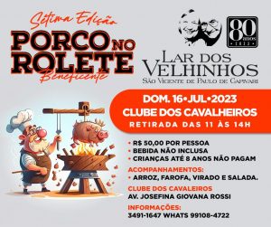 Leia mais sobre o artigo Porco no Rolete Beneficente – Lar dos Velhinhos de Capivari – 16.07.2023 Domingo