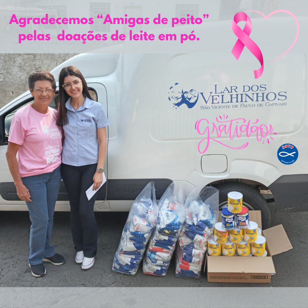 Leia mais sobre o artigo Grupo “Amigas de peito” doam leite em pó para o Lar dos Velhinhos de Capivari