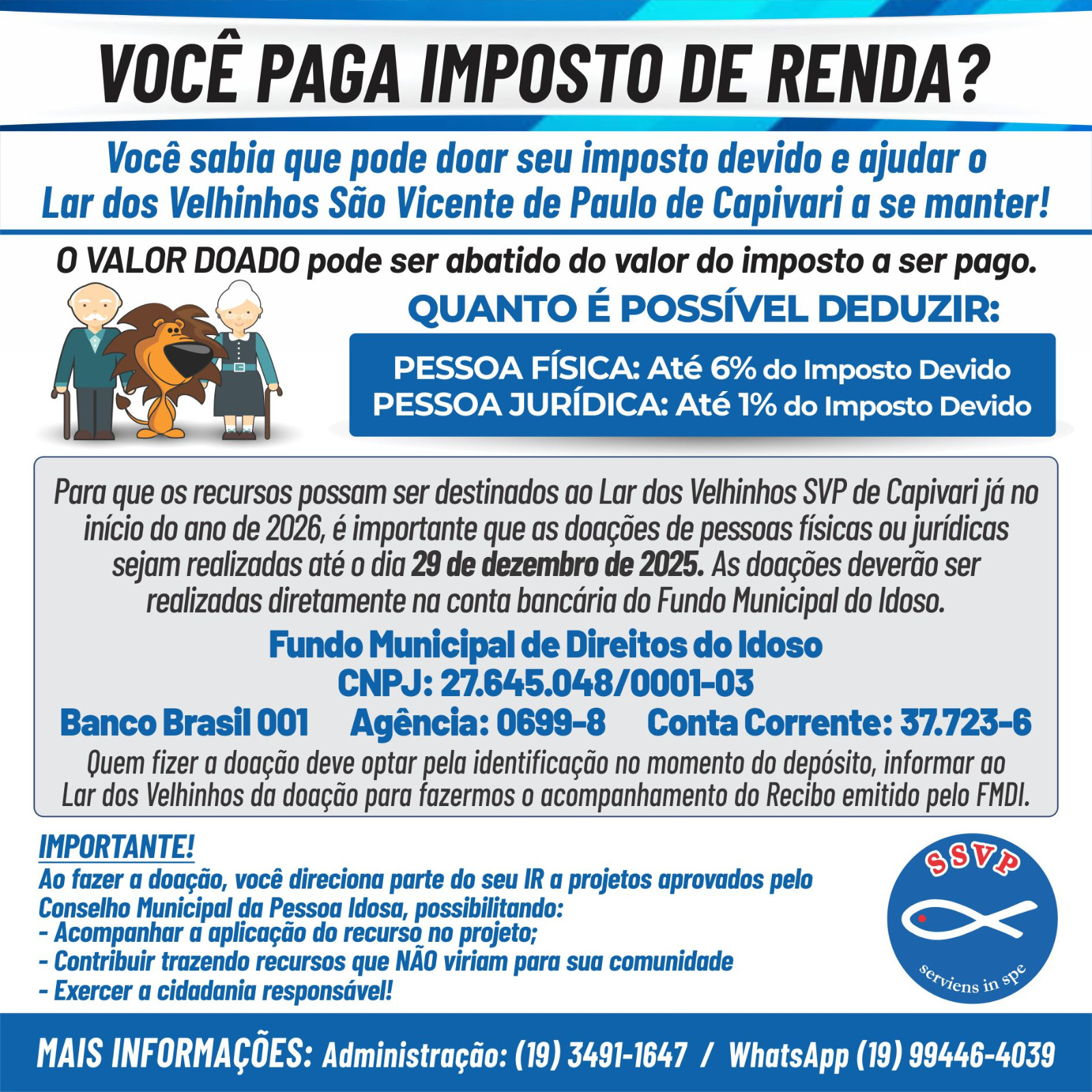 Leia mais sobre o artigo Doação de Imposto de Renda no Fundo do Idoso 2025