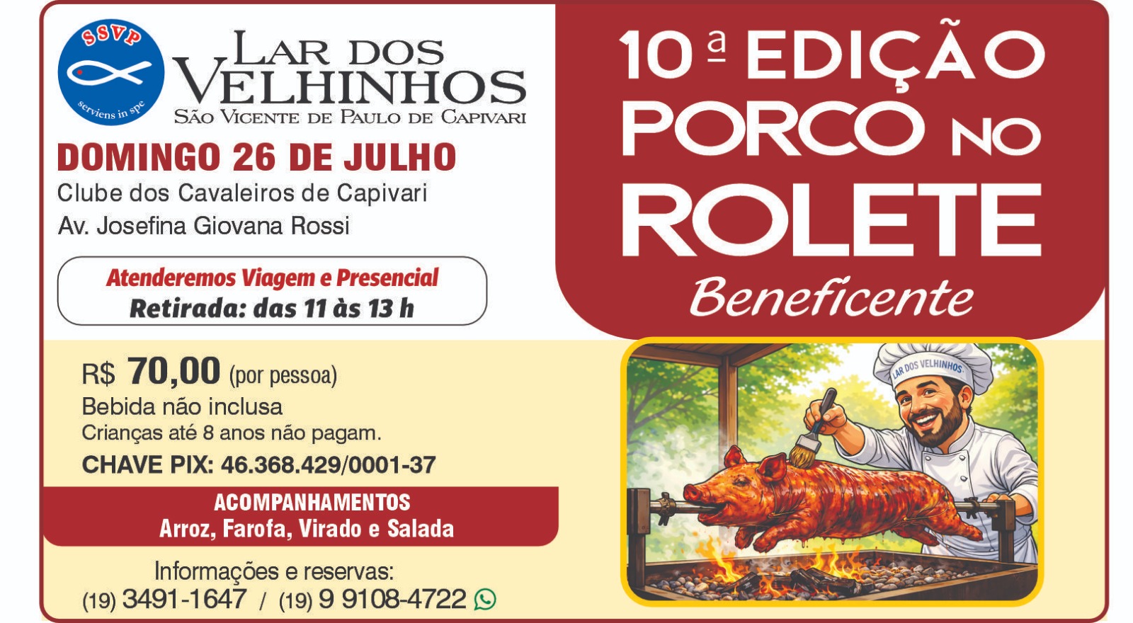 Convite – 10ª Edição do Porco no Rolete Beneficente