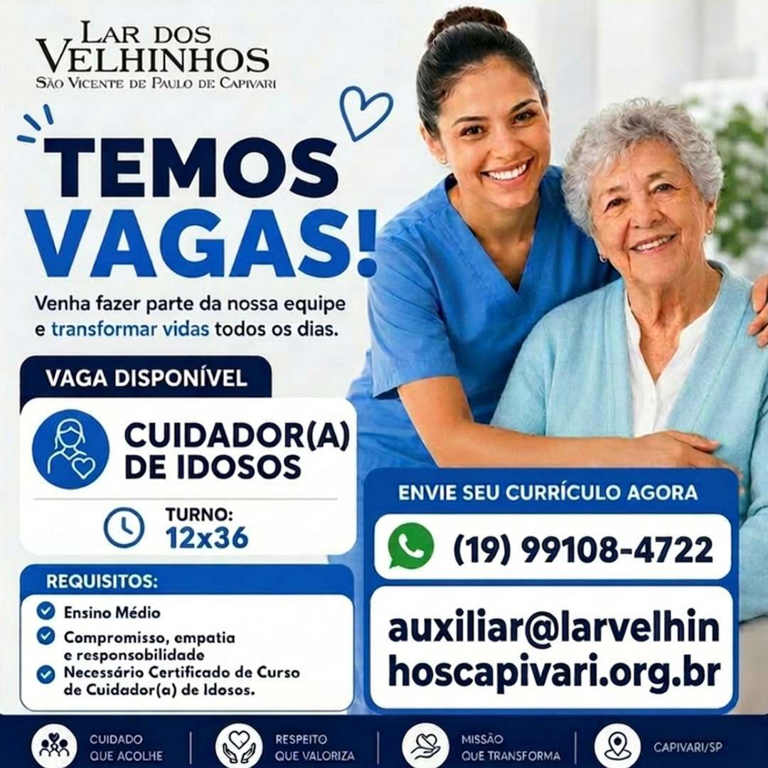 Leia mais sobre o artigo 💙 VAGA PARA CUIDADOR(A) DE IDOSOS.