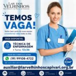 VAGA PARA TÉCNICA DE ENFERMAGEM