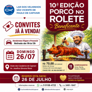 Leia mais sobre o artigo Evento Beneficente – Porco no Rolete em Prol Ao Lar dos Velhinhos São Vicente de Paulo de Capivari