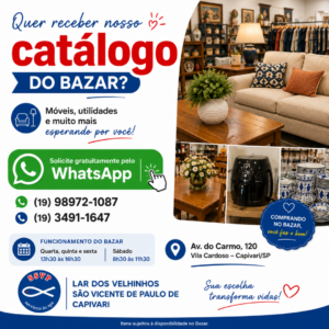 Leia mais sobre o artigo Solicite o Catálogo do Bazar Beneficente do Lar dos Velhinhos SVP de Capivari