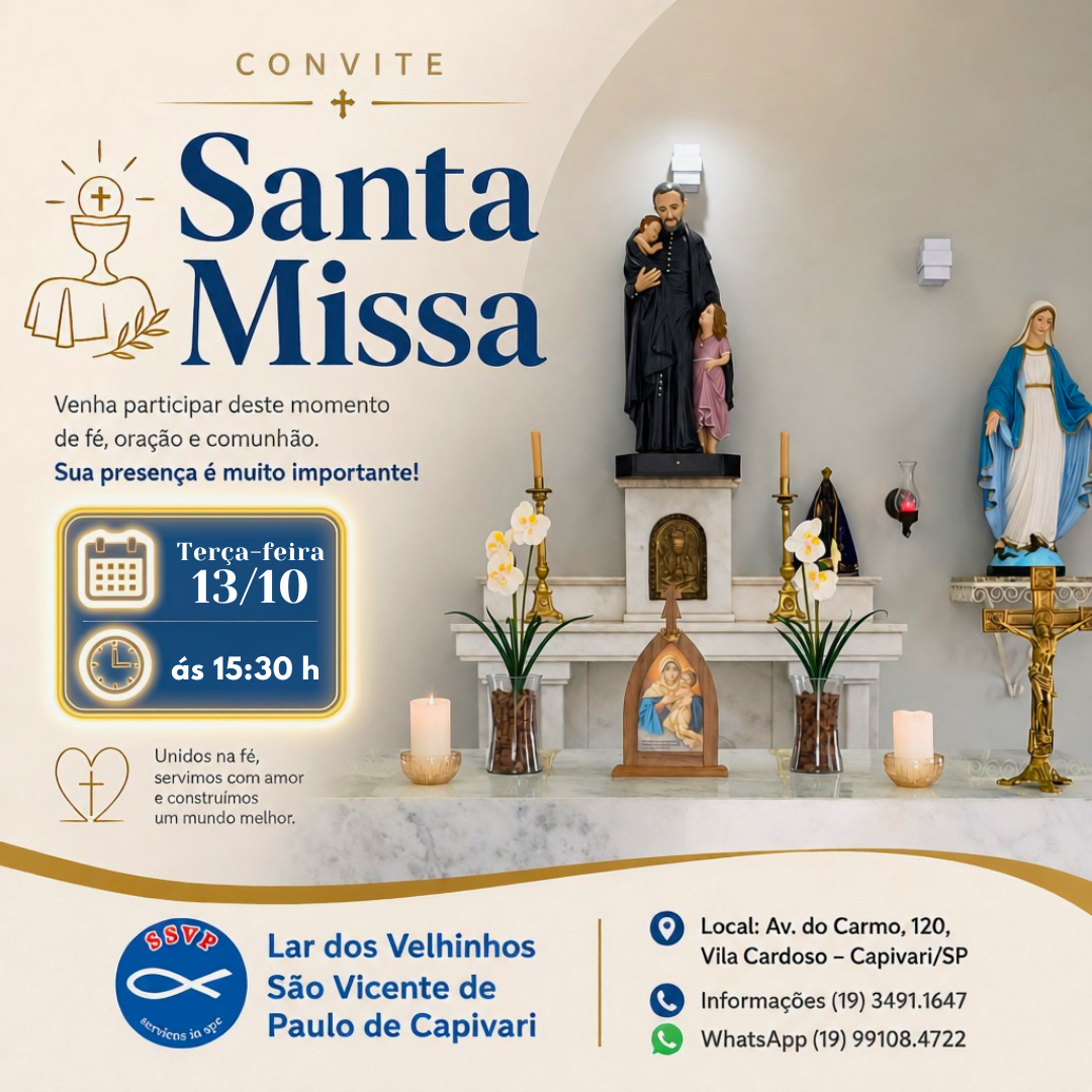 Convite Santa Missa 13 de Outubro 2026